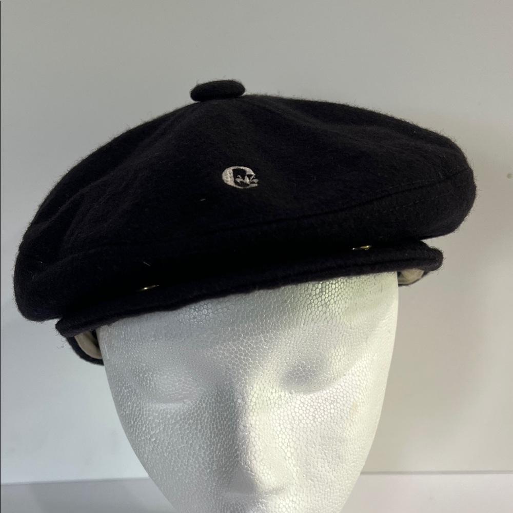Conte of Florence Black Men's Flat Cap w Ear Flaps Vintage
